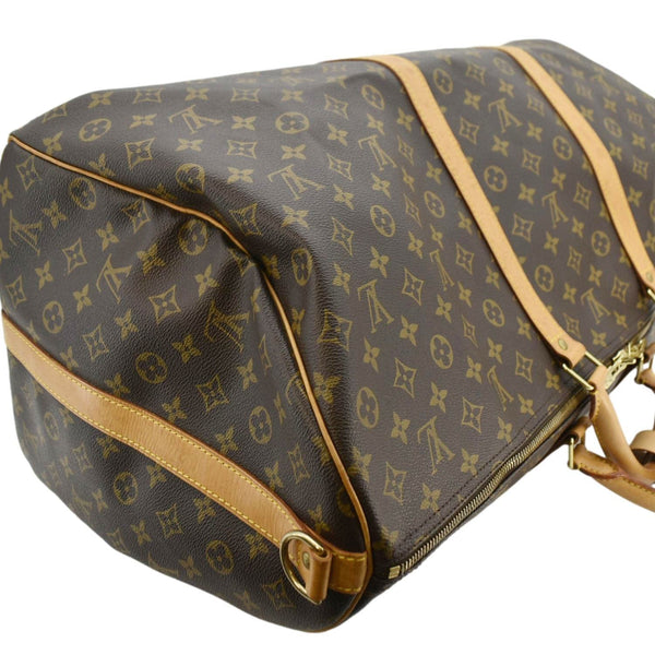 LOUIS VUITTON Keepall 60 Bandouliere Monogram Canvas Travel Bag Brown