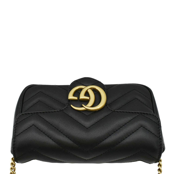 GUCCI GG Marmont Super Mini Crossbody Bag Black upper look