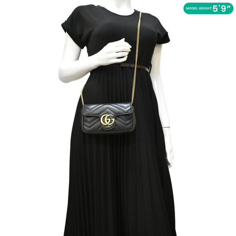 GUCCI GG Marmont Super Mini Crossbody Bag Black dummy look