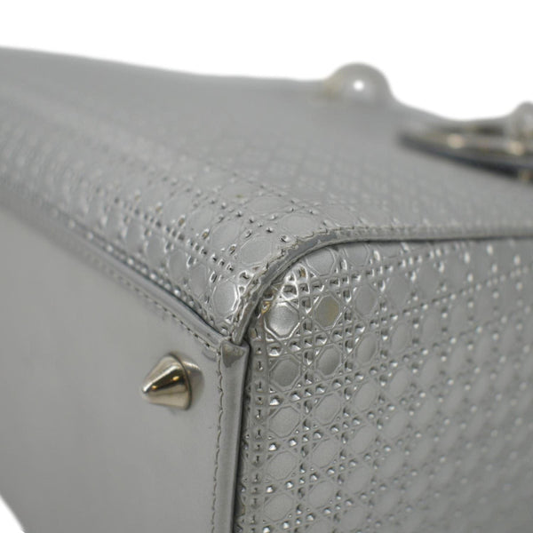 CHRISTIAN DIOR Lady Dior Leather Shoulder Bag Metallic with lower left side view