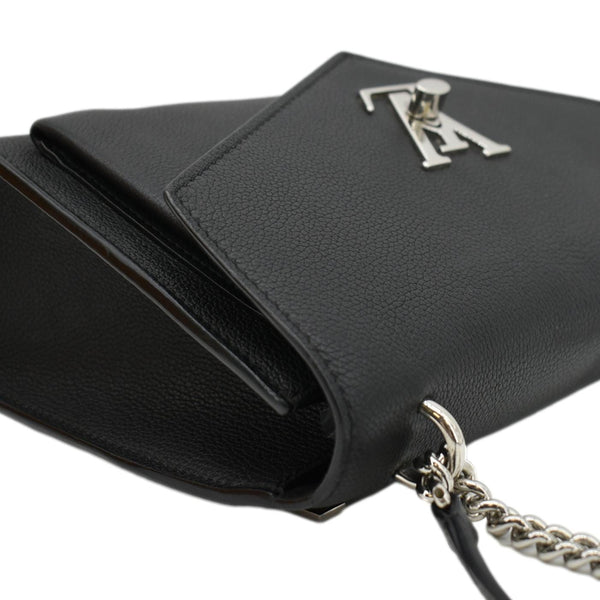 LOUIS VUITTON Mylockme BB Leather Chain Shoulder Bag Black
