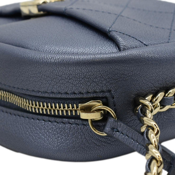 CHANEL Casual Trip Camera Small Metallic Leather Crossbody Bag Blue