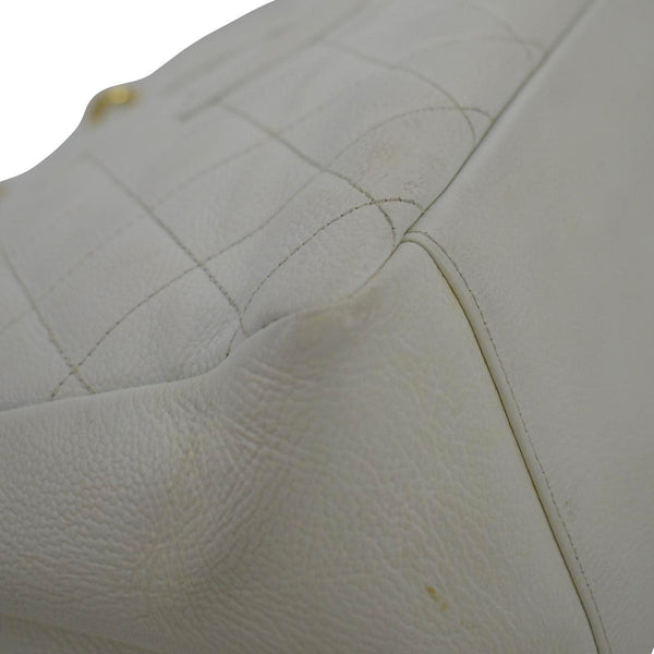 CHANEL Grand Shopping Caviar Leather Tote Bag White