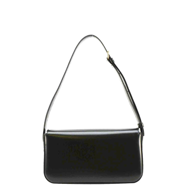 CELINE Triomphe Calfskin Leather Shoulder Bag Black