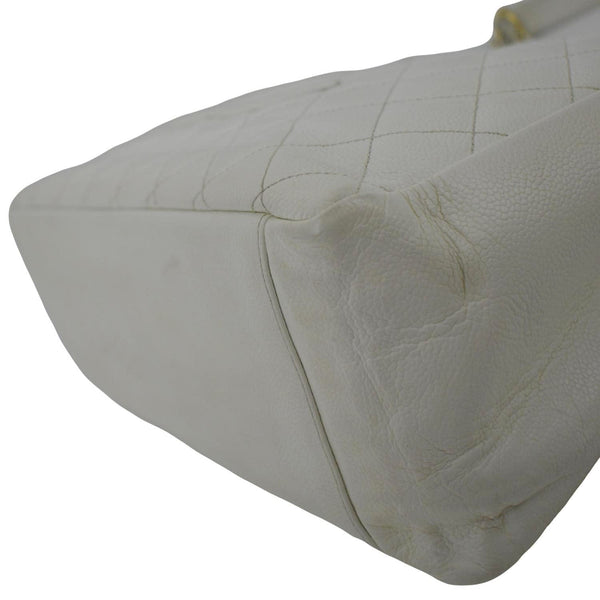 CHANEL Grand Shopping Caviar Leather Tote Bag White