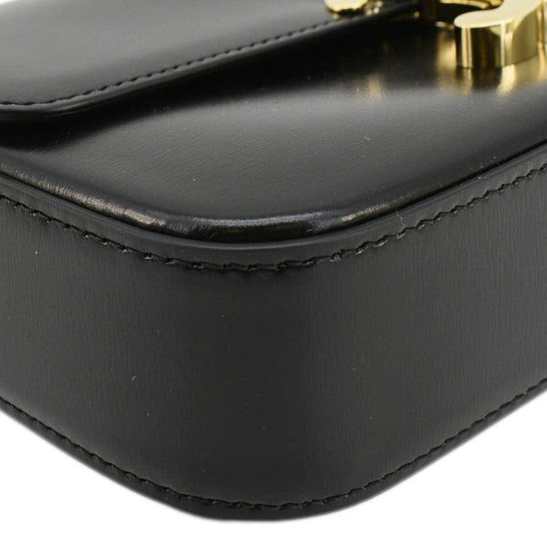 CELINE Triomphe Calfskin Leather Shoulder Bag Black