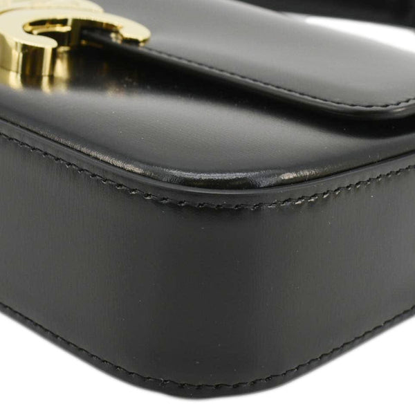 CELINE Triomphe Calfskin Leather Shoulder Bag Black