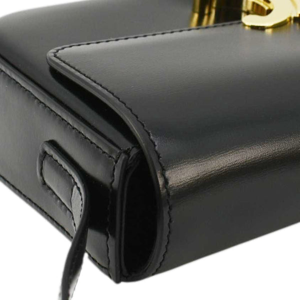CELINE Triomphe Calfskin Leather Shoulder Bag Black