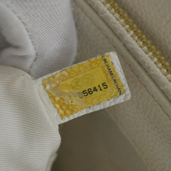 CHANEL Grand Shopping Caviar Leather Tote Bag White