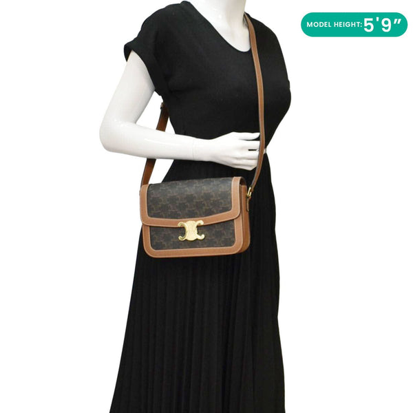 CELINE Classique Triomphe Canvas Shoulder Bag Brown