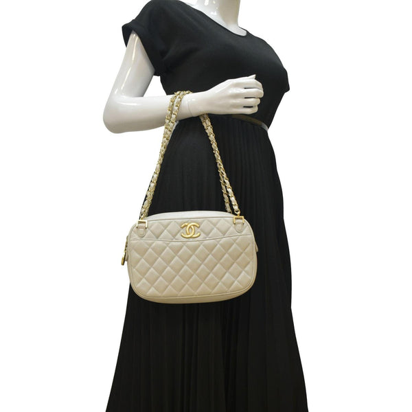 CHANEL Misia CC Chain Camera Lambskin Leather Shoulder Bag Gray