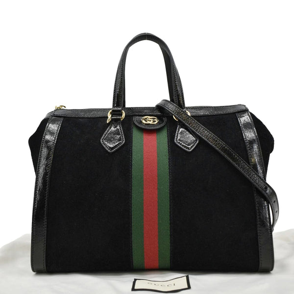 GUCCI Ophidia Medium Web Suede Tote Bag Black 524537