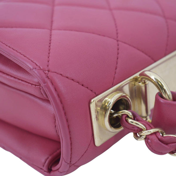 CHANEL Trendy CC Top Handle Flap Quilted Leather Shoulder Bag Hot Pink