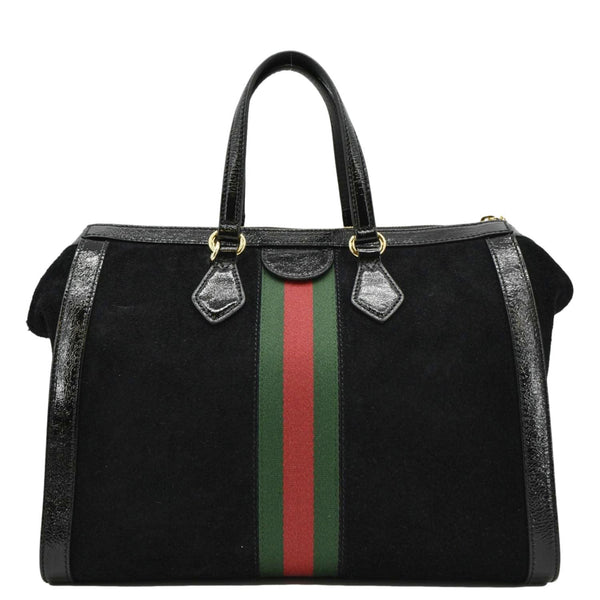 GUCCI Ophidia Medium Web Suede Tote Bag Black 524537