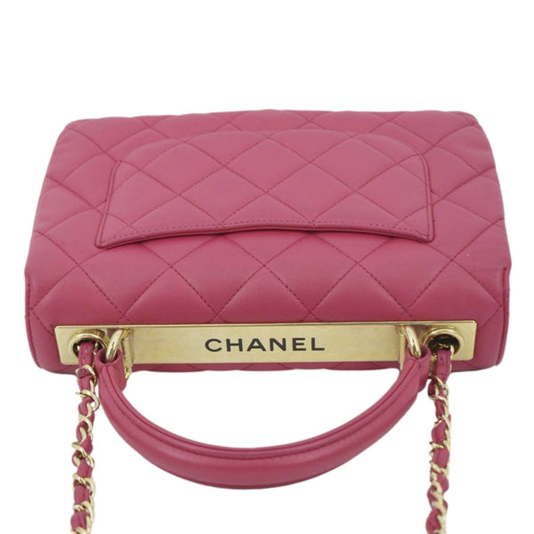 CHANEL Trendy CC Top Handle Flap Quilted Leather Shoulder Bag Hot Pink