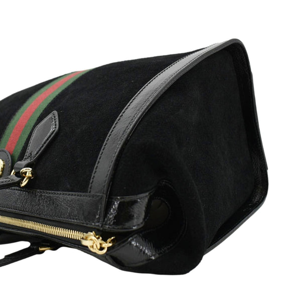 GUCCI Ophidia Medium Web Suede Tote Bag Black 524537