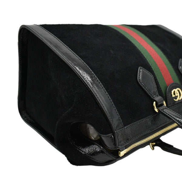 GUCCI Ophidia Medium Web Suede Tote Bag Black 524537