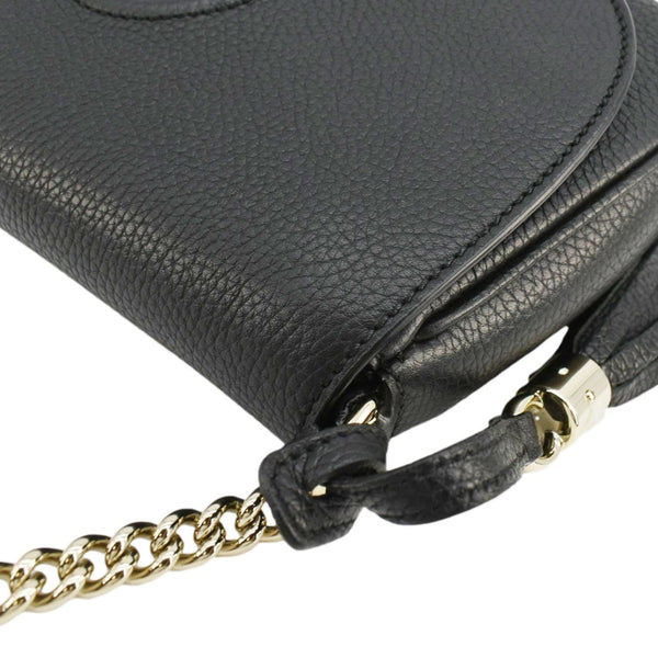 GUCCI Soho Flap Leather Chain Crossbody Bag Black 536224