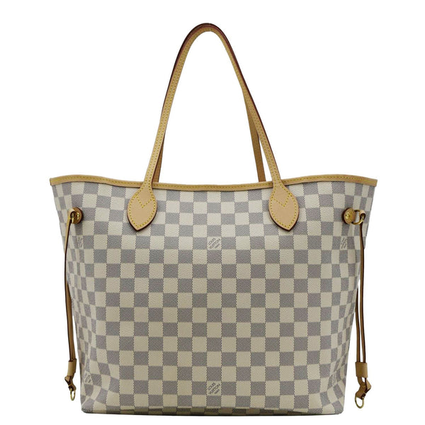 LOUIS VUITTON Neverfull MM Damier Azur Shoulder Bag Rose Ballerine