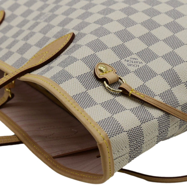LOUIS VUITTON Neverfull MM Damier Azur Shoulder Bag Rose Ballerine