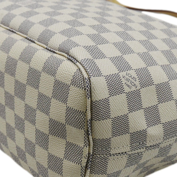 LOUIS VUITTON Neverfull MM Damier Azur Shoulder Bag Rose Ballerine
