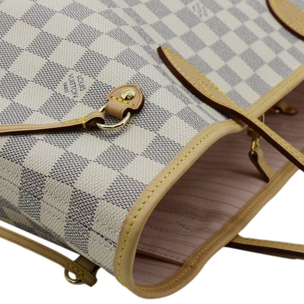 LOUIS VUITTON Neverfull MM Damier Azur Shoulder Bag Rose Ballerine
