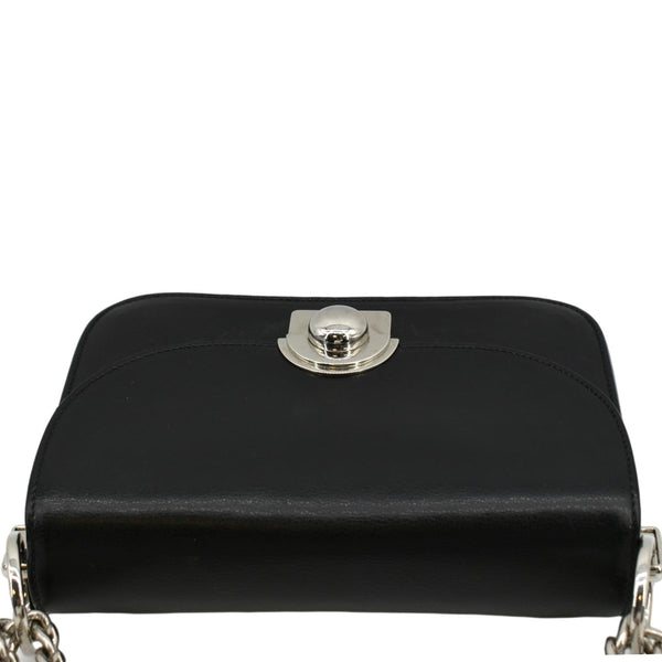 PRADA Arcade Glace Calf Leather Chain Crossbody Bag Black