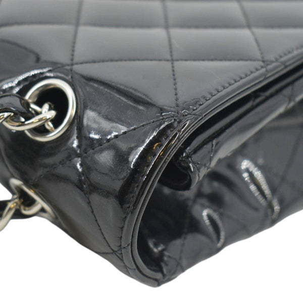 CHANEL Classic Maxi Single Flap Patent Leather Shoulder Bag Black
