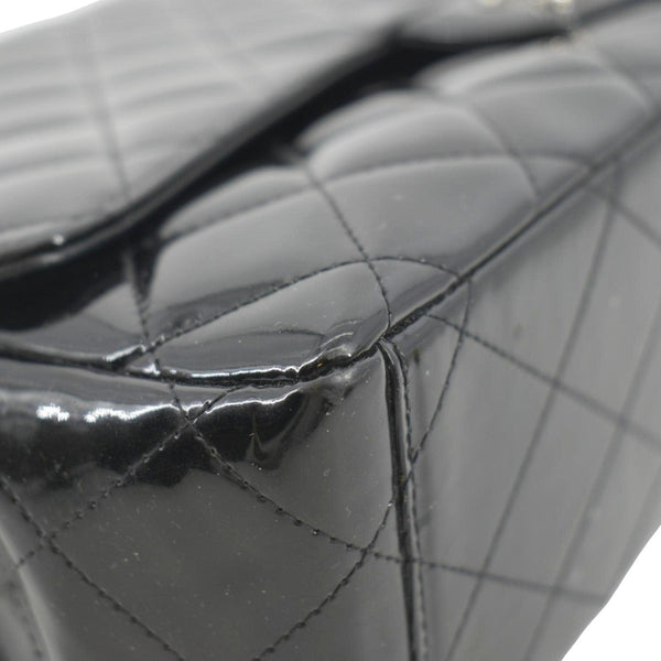 CHANEL Classic Maxi Single Flap Patent Leather Shoulder Bag Black