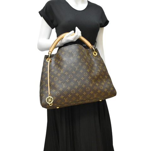 LOUIS VUITTON Artsy MM Monogram Canvas Hobo Bag Brown