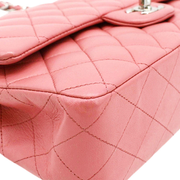 CHANEL Classic Double Flap Medium Quilted Leather Shoulder Bag Salmon Pink