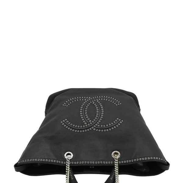 CHANEL Coco Eyelets Large Leather Shopping Tote Shoulder Black