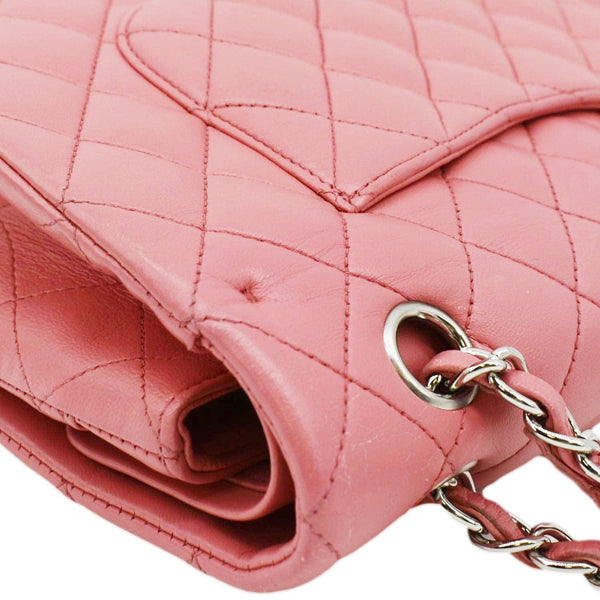 CHANEL Classic Double Flap Medium Quilted Leather Shoulder Bag Salmon Pink