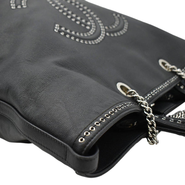 CHANEL Coco Eyelets Large Leather Shopping Tote Shoulder Black