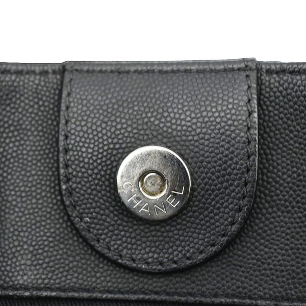 CHANEL Coco Eyelets Large Leather Shopping Tote Shoulder Black