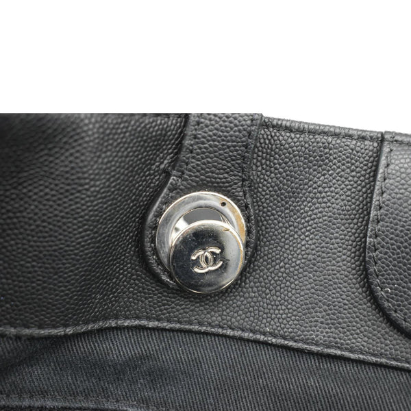 CHANEL Coco Eyelets Large Leather Shopping Tote Shoulder Black