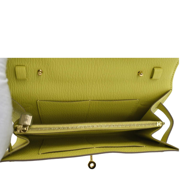 HERMES Kelly To Go Leather Wallet Lime