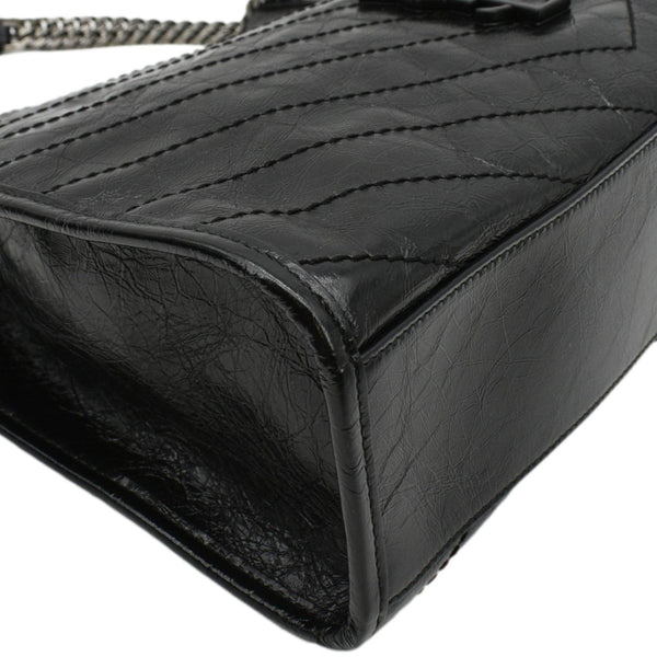 YVES SAINT LAURENT Niki Medium Crinkle Leather Shoulder Bag Black