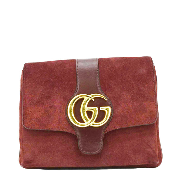 GUCCI Arli Medium Suede Leather Crossbody Bag Red 550126