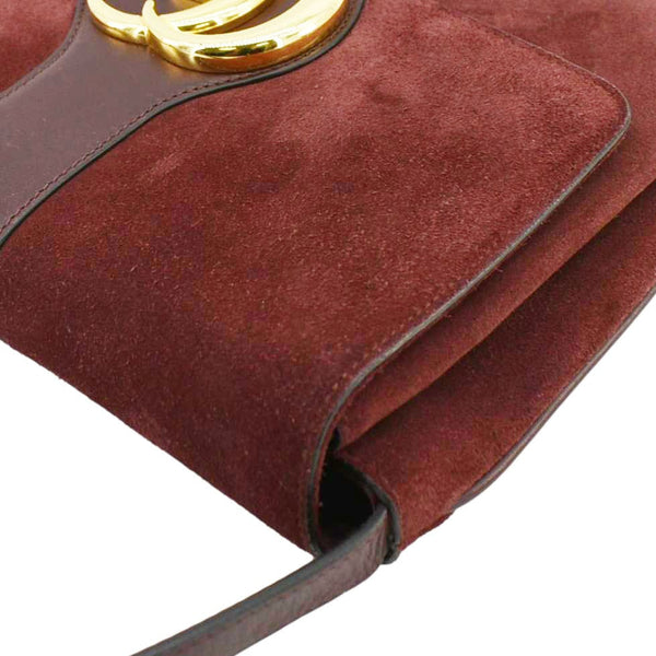 GUCCI Arli Medium Suede Leather Crossbody Bag Red 550126