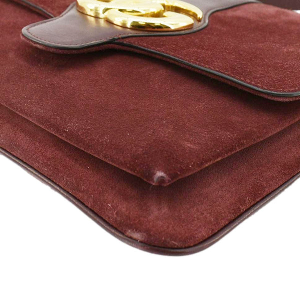 GUCCI Arli Medium Suede Leather Crossbody Bag Red 550126