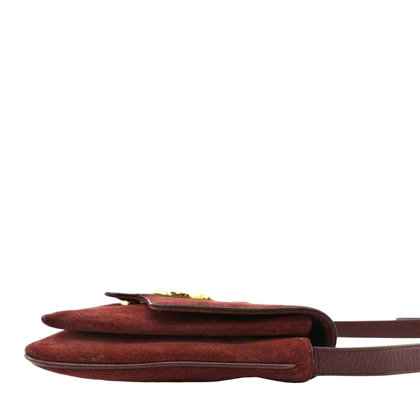 GUCCI Arli Medium Suede Leather Crossbody Bag Red 550126