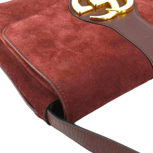 GUCCI Arli Medium Suede Leather Crossbody Bag Red 550126