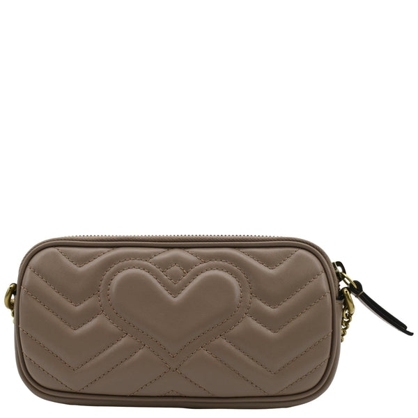 GUCCI Mini GG Marmont Chain Leather Crossbody Bag Dusty Pink 598596