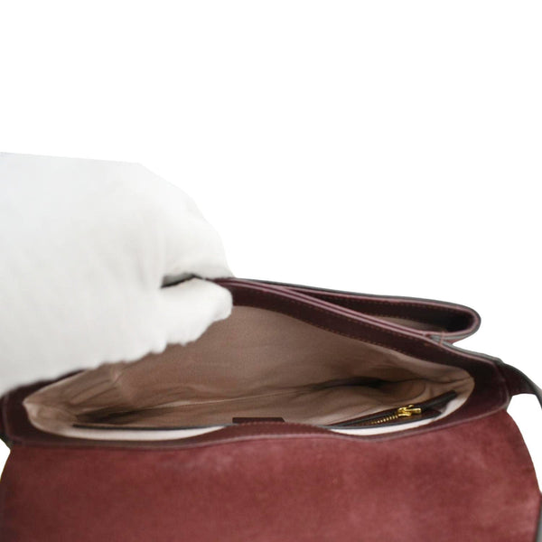 GUCCI Arli Medium Suede Leather Crossbody Bag Red 550126