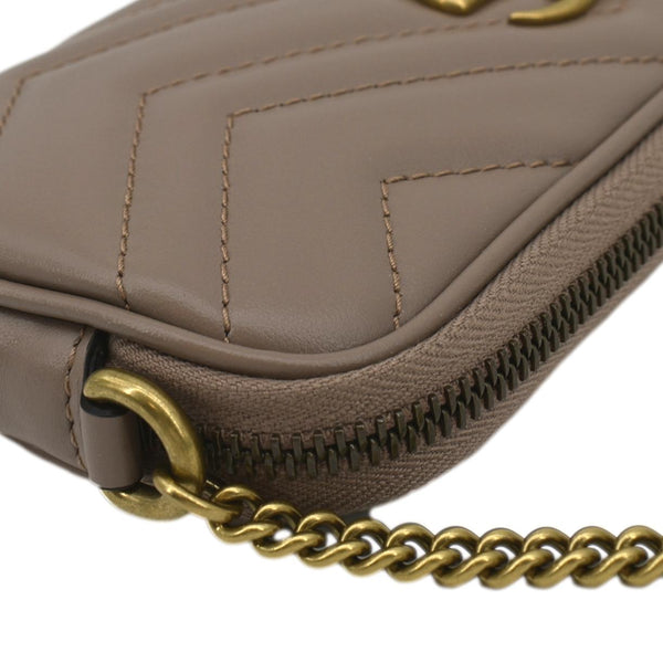 GUCCI Mini GG Marmont Chain Leather Crossbody Bag Dusty Pink 598596