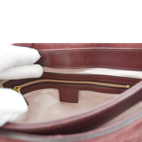 GUCCI Arli Medium Suede Leather Crossbody Bag Red 550126