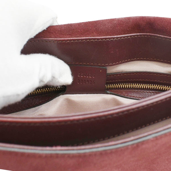 GUCCI Arli Medium Suede Leather Crossbody Bag Red 550126