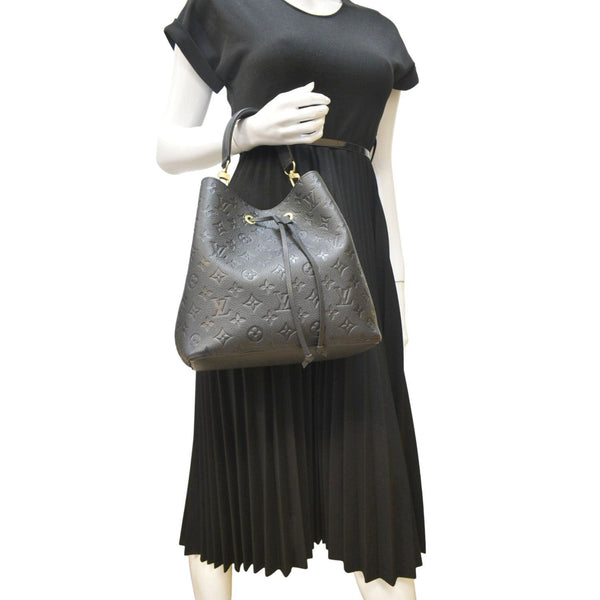 LOUIS VUITTON NeoNoe MM Monogram Empreinte Leather Shoulder Bag Black