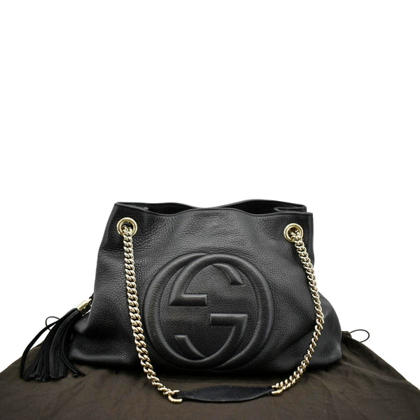 Gucci Soho Medium Pebbled Leather Shoulder Bag Black 308982